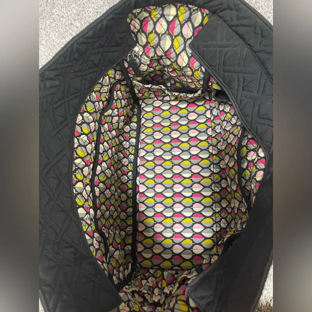 Vera Bradley Black Quilted Tote with Diamond Pattern - Picture 9 of 10